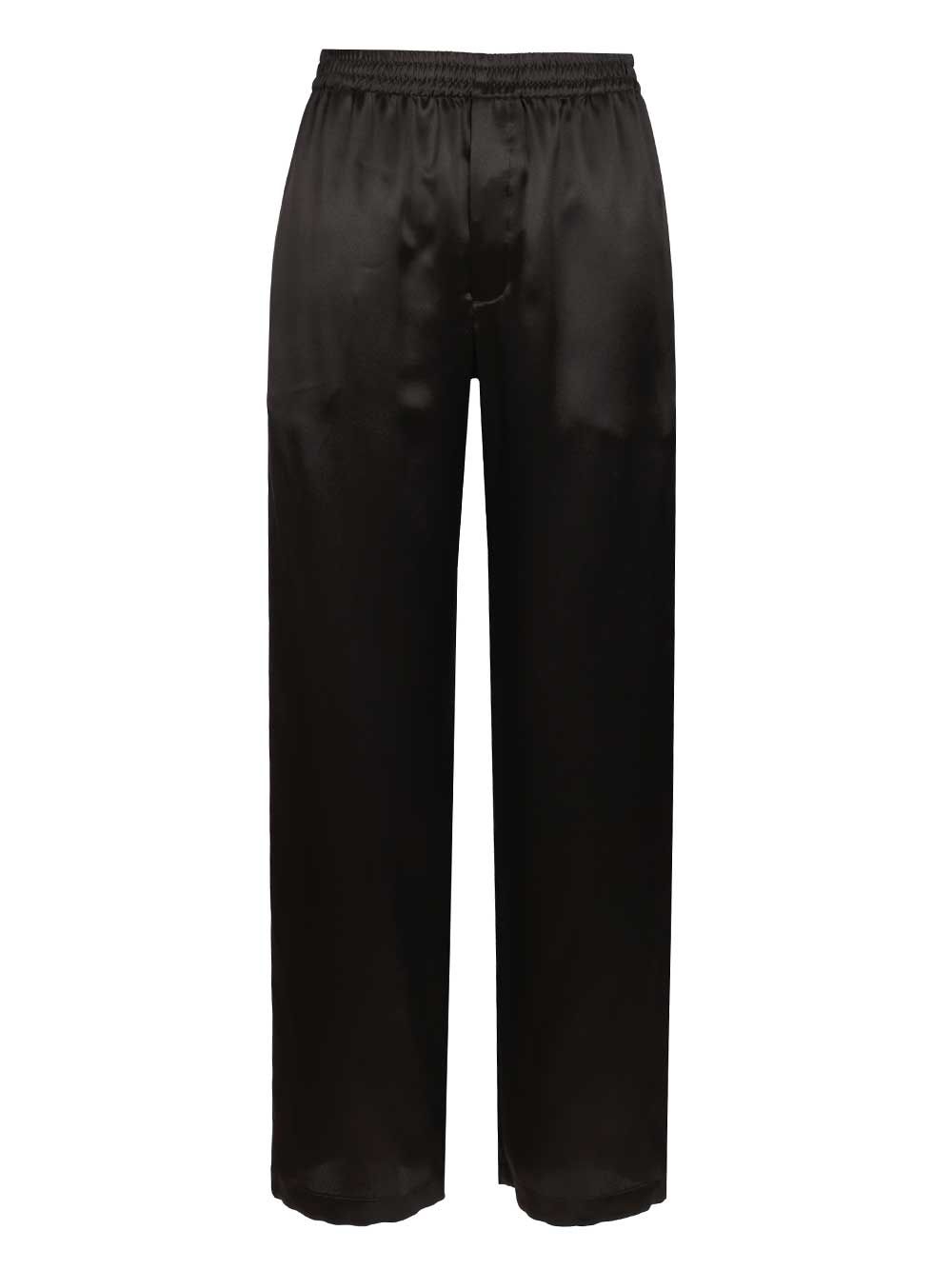 Saint Laurent Silk Satin Trousers - Nero | 4103775e520d0b34268aba35173409634a58bcc1