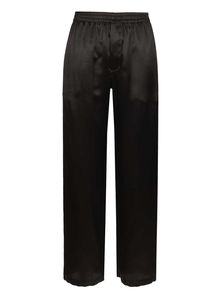 Saint Laurent Silk Satin Trousers - Nero | 4103775e520d0b34268aba35173409634a58bcc1