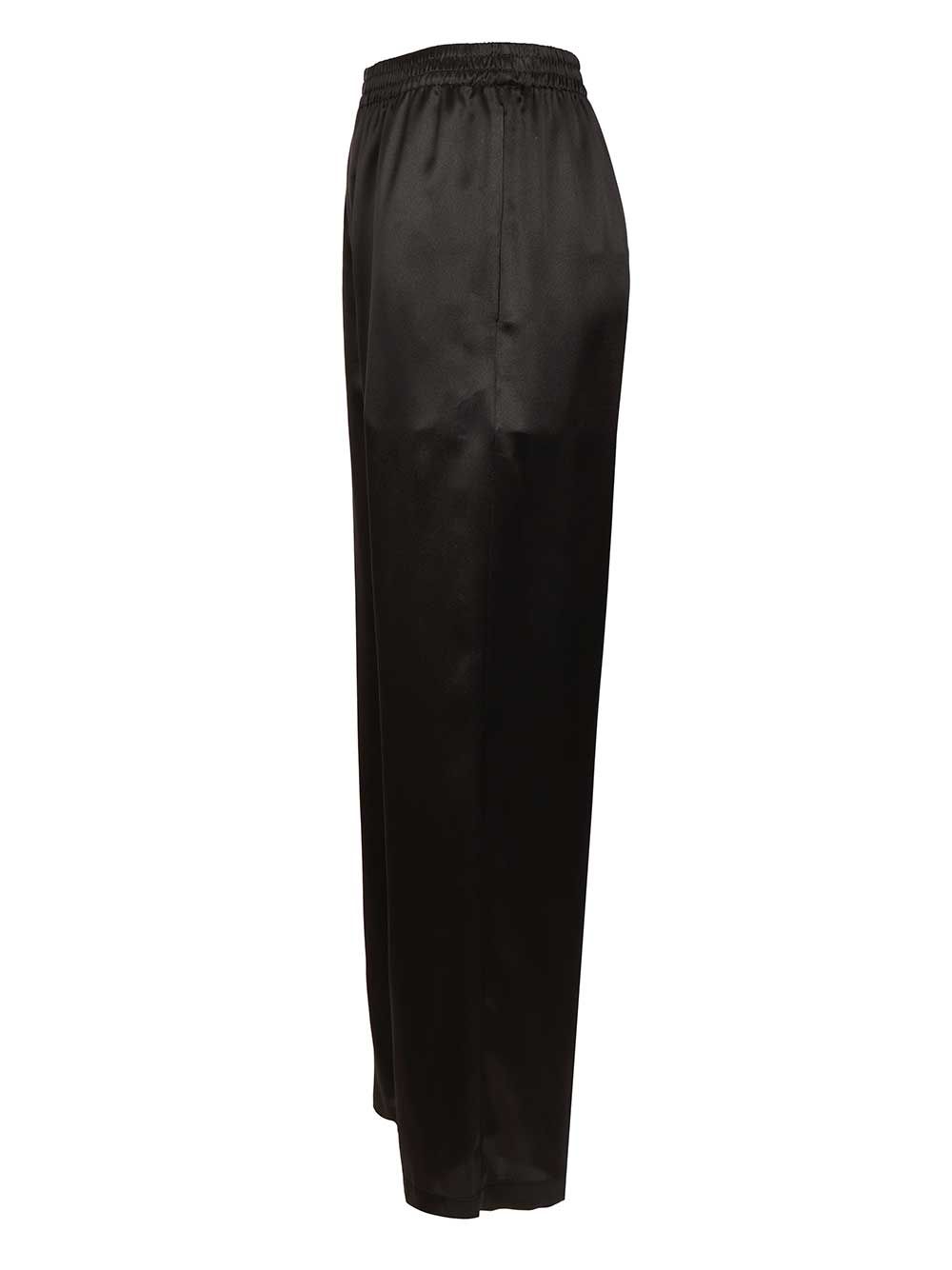 Saint Laurent Silk Satin Trousers - Nero | 045d7fe142aa59f5084f1955995edaa96efcef4f
