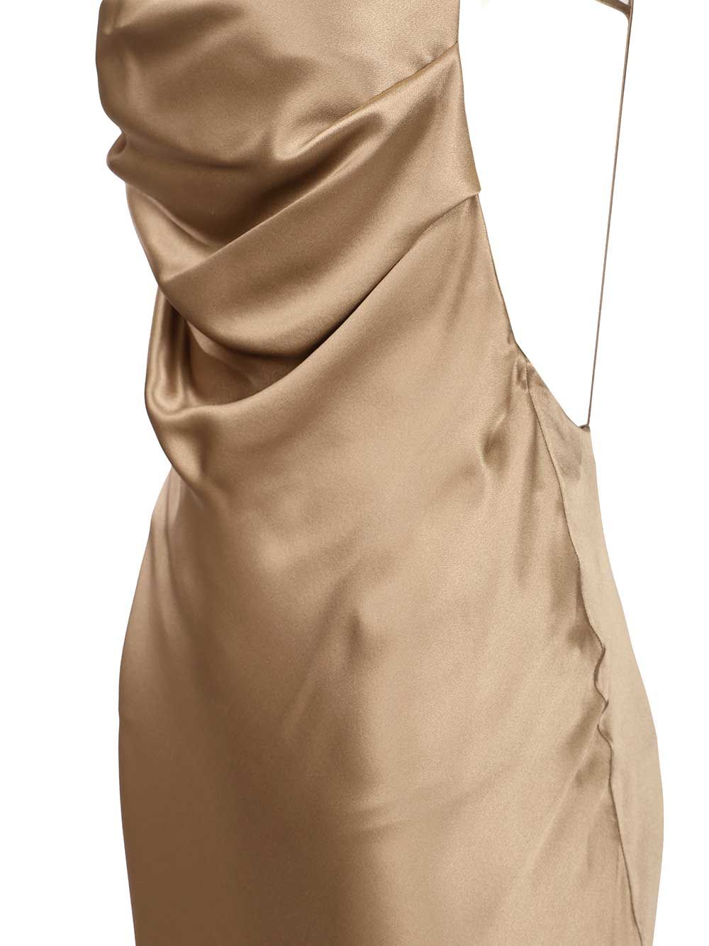 Saint Laurent Long Silk Satin Dress Abiti - Beige | ab4606c934bd682f6d80f5e8b93e545bf8e69ca5