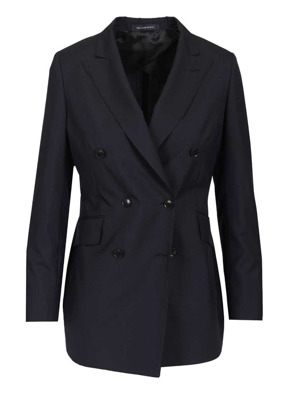 Double-Breasted Wool Blazer Jackets Blue