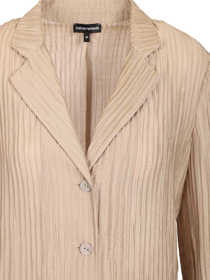 Emporio Armani Taffeta Blazer Giacche - Beige | ddb126e774efdbb567bae4e5af8733851c5dcb9e