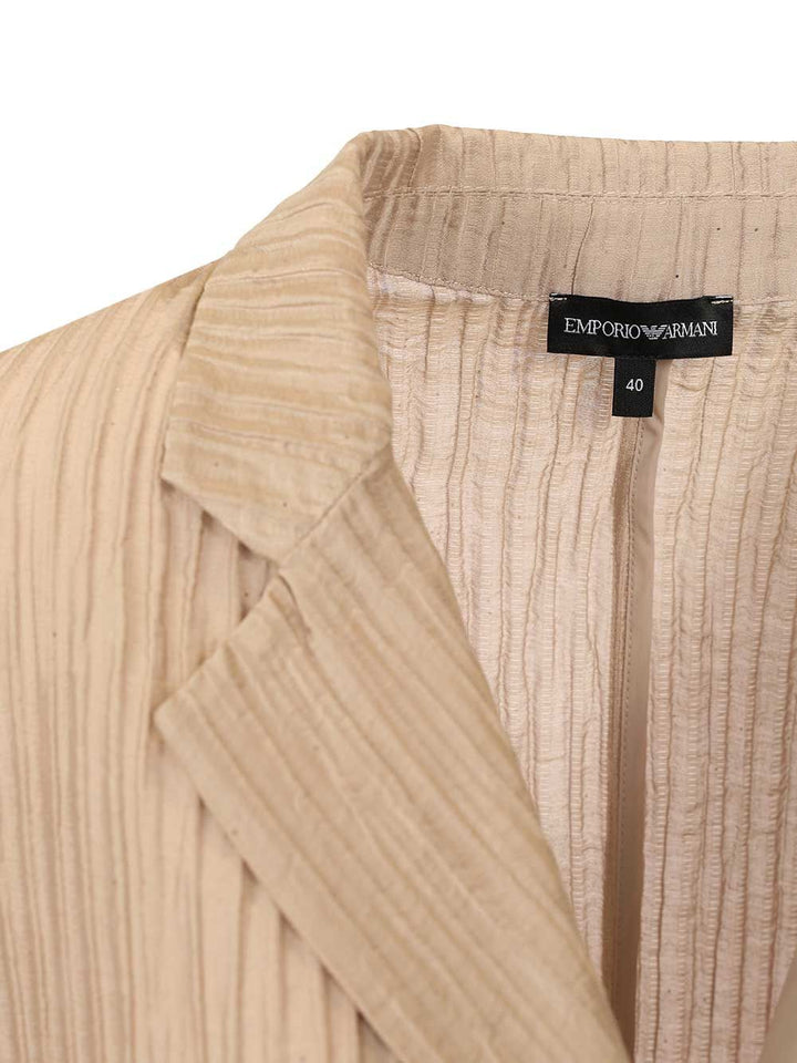 Emporio Armani Taffeta Blazer Giacche - Beige | 95c2c1b807d2b65ab3442d6d49dcaf06b51ab0f9