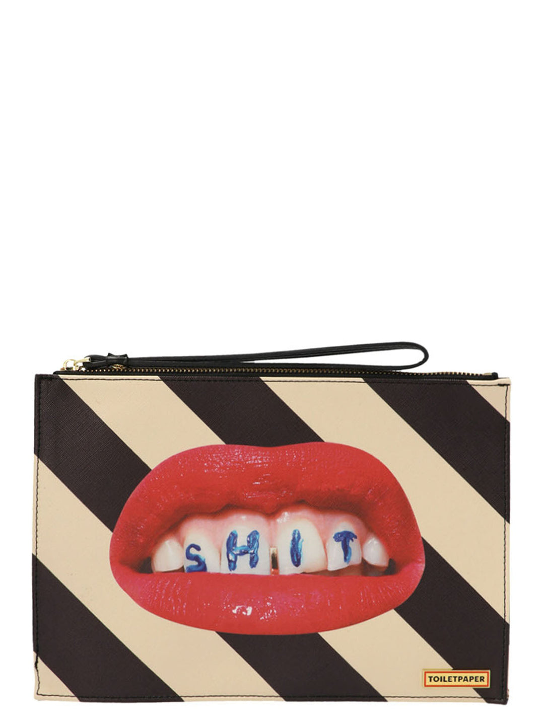 Seletti Stripes Shit Clutch - Bianco/Nero | 2cb5a93923a68891a86ed0318b2cb15bbee4dac6