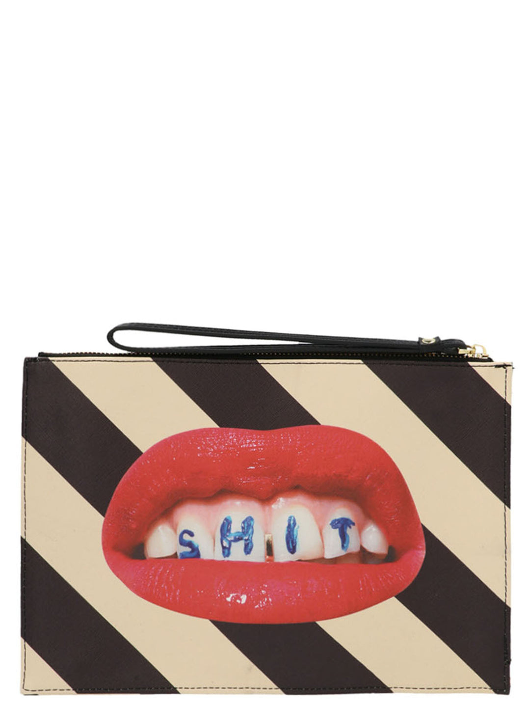 Seletti Stripes Shit Clutch - Bianco/Nero | 91bc78c3853b18aff172d80ec2501cdab28e3abe