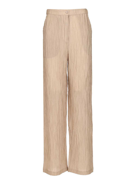Textured Lurex Taffeta Trousers Beige