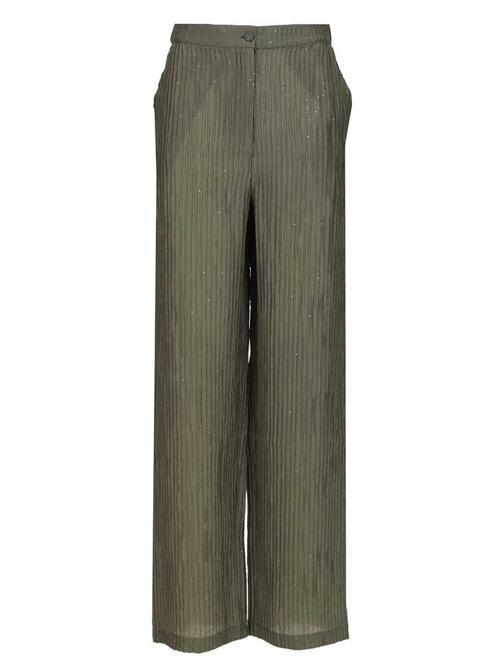 Emporio Armani Textured Lurex Taffeta Trousers - Verde | b84490fbc7670b624f72e64433b5880ef17cd7ec