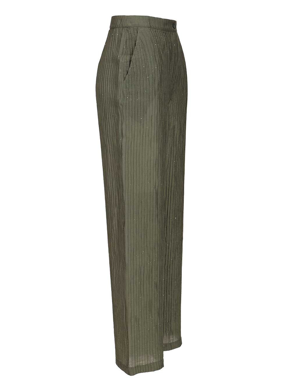 Emporio Armani Textured Lurex Taffeta Trousers - Verde | 2f7c6b96a903268e9ca1d79c409286ba6f6f18dd