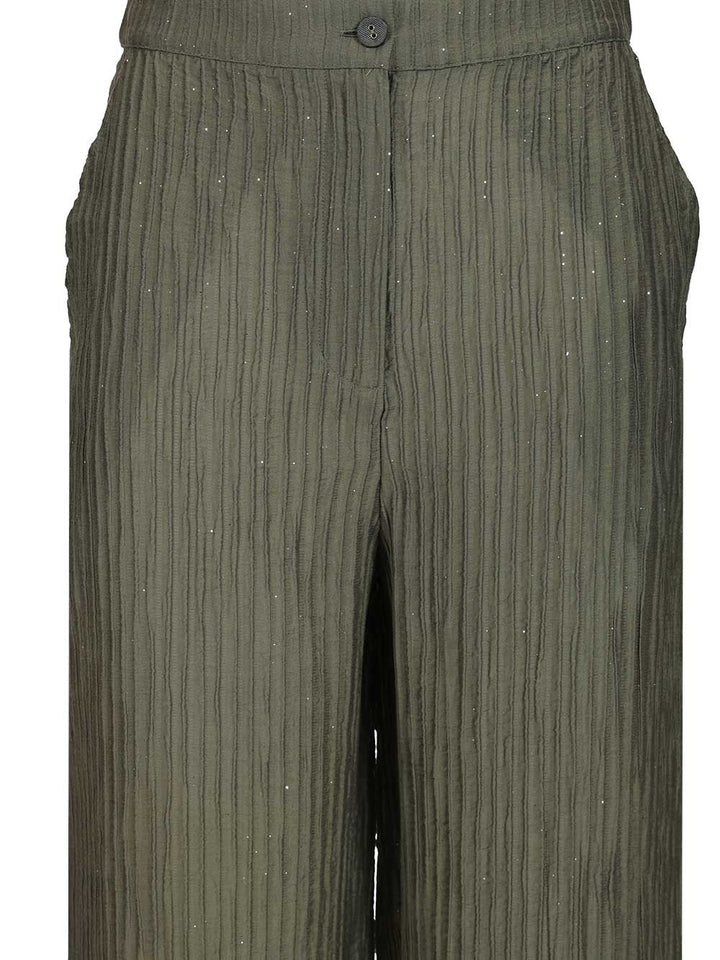 Emporio Armani Textured Lurex Taffeta Trousers - Verde | 101f936656f5b784e43ef73a3d68af77326cdcd0