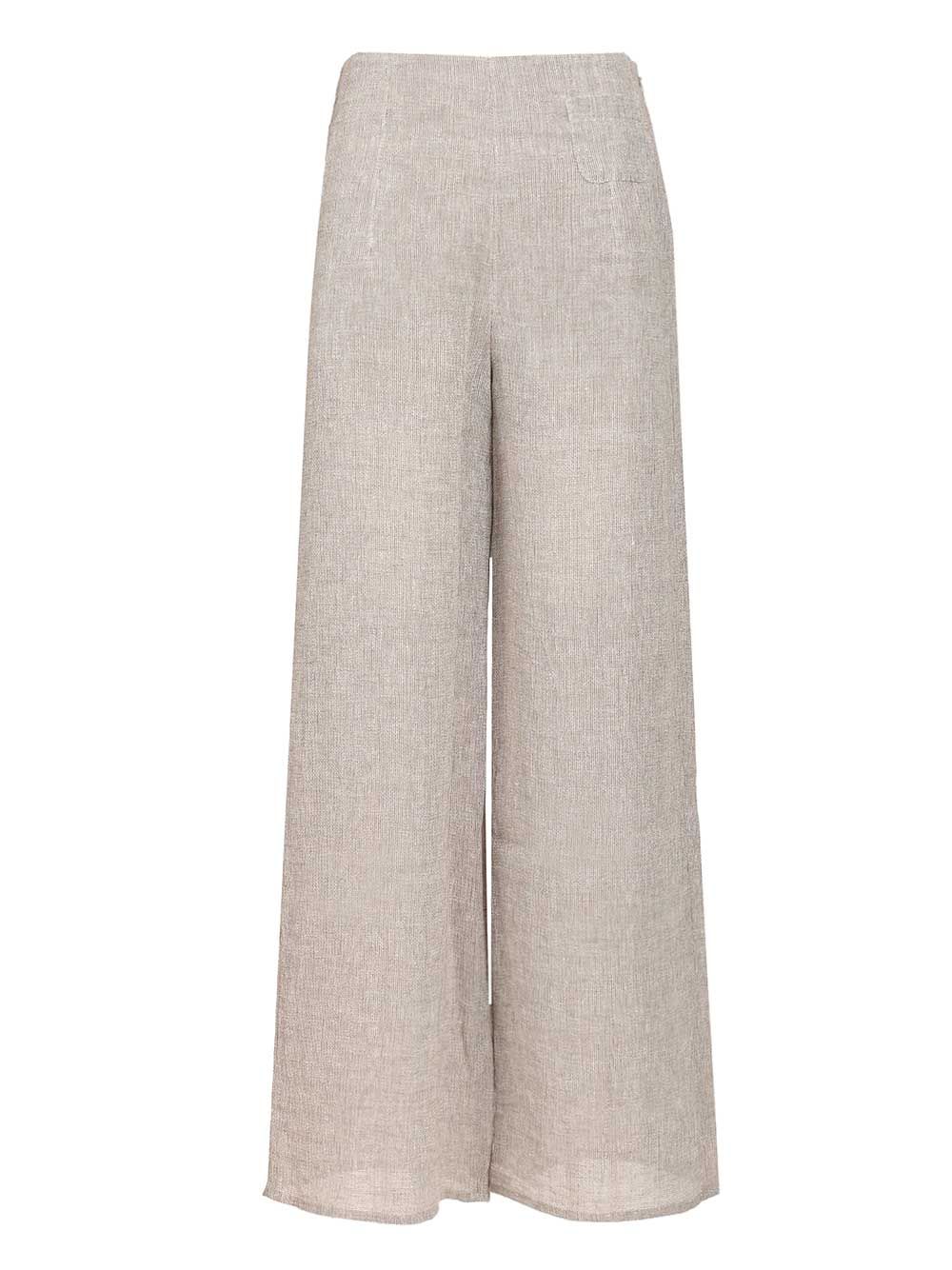 Emporio Armani Wide Leg Linen Gauze Trousers - Grey | ce353fc7876547b63b423878a39004e6c89f44bb