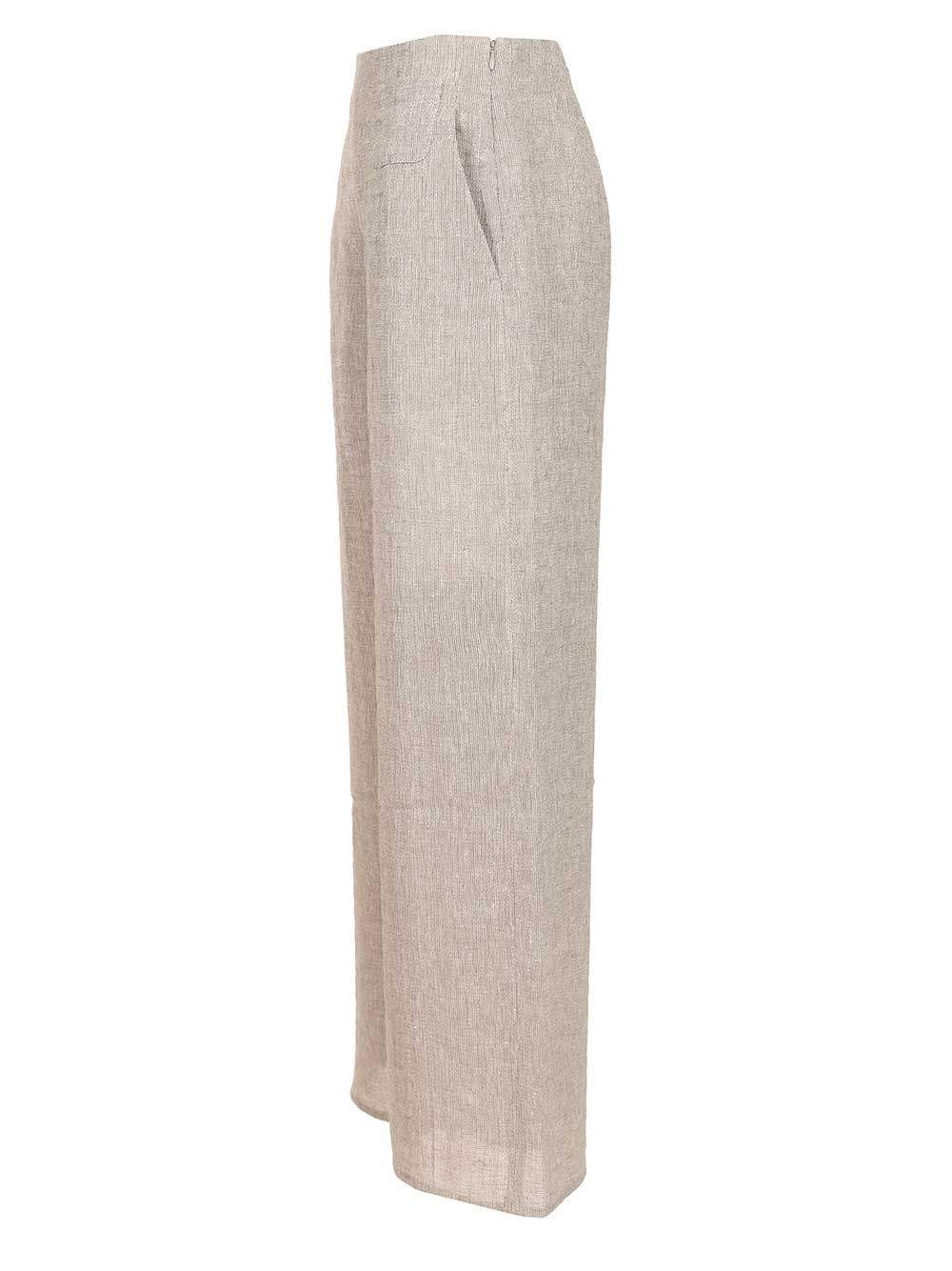 Emporio Armani Wide Leg Linen Gauze Trousers - Grey | 1653e66d590419f14b4262b8c5edd2ee048667e9