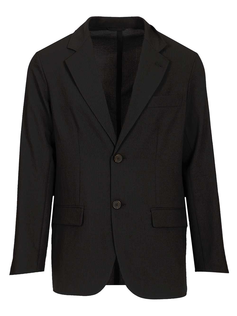 Emporio Armani Single-Breasted Jacket In Technical Seersucker Fabric Giacche - Nero | 855a271654af62da671f96e46bbd4728840262b2