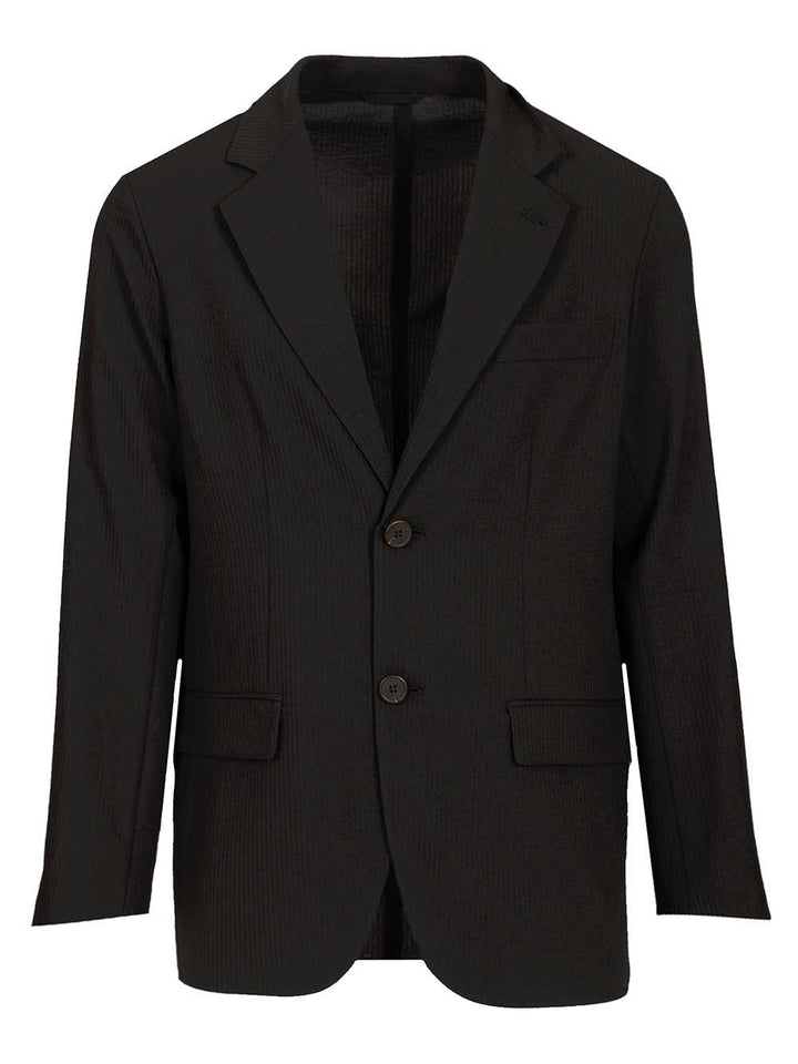 Emporio Armani Single-Breasted Jacket In Technical Seersucker Fabric Giacche - Nero | 855a271654af62da671f96e46bbd4728840262b2