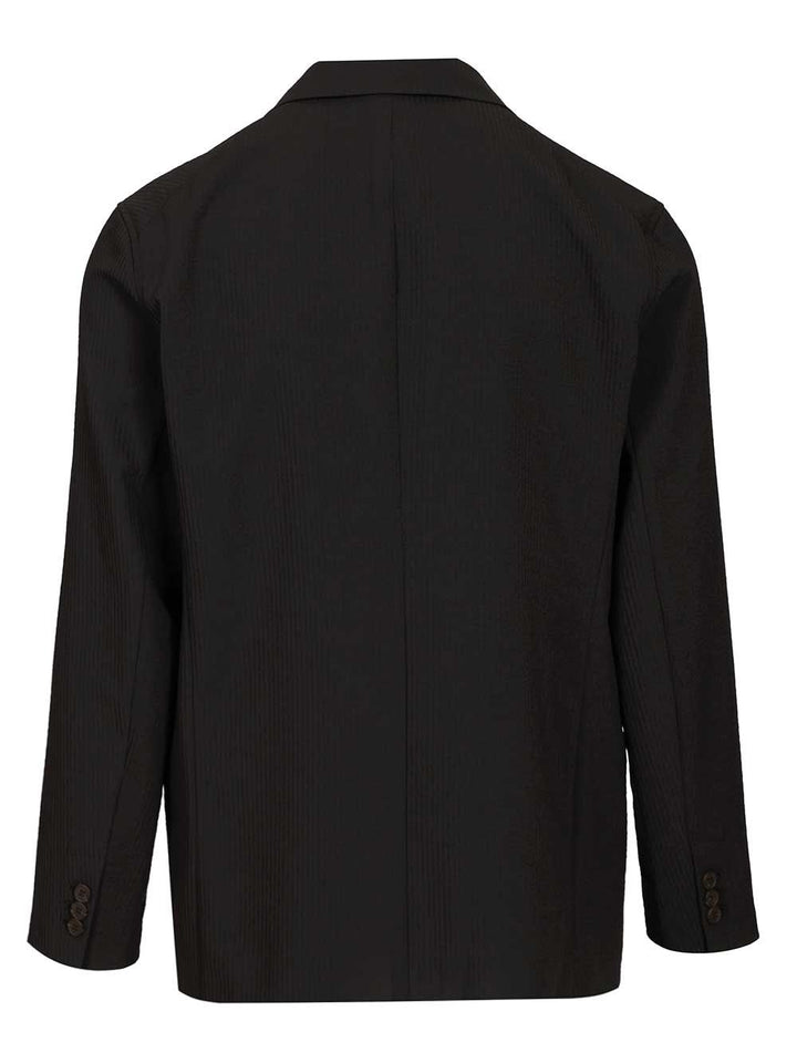 Emporio Armani Single-Breasted Jacket In Technical Seersucker Fabric Giacche - Nero | 68f91d2b6fb178713fdd537d0eb58a725fb1e0c1