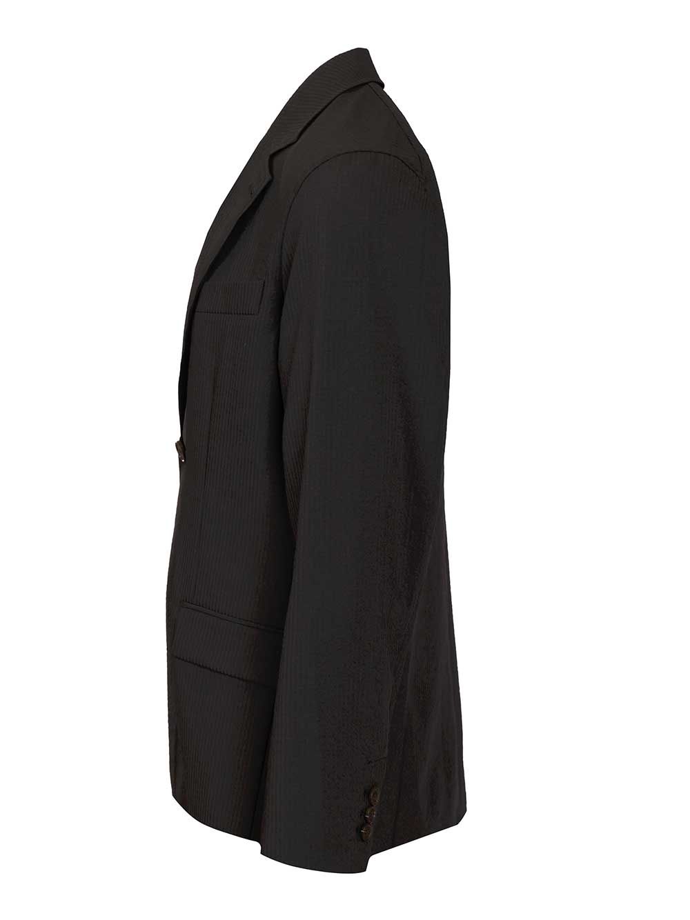 Emporio Armani Single-Breasted Jacket In Technical Seersucker Fabric Giacche - Nero | 87e6ede2befc5e312230230eb350e40acef875f7