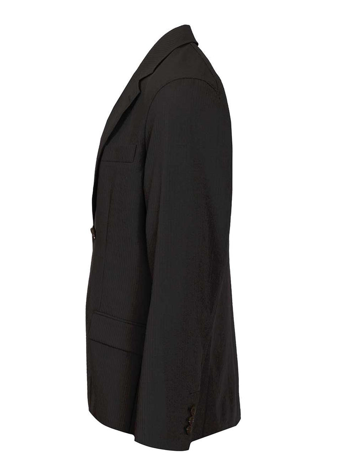 Emporio Armani Single-Breasted Jacket In Technical Seersucker Fabric Giacche - Nero | 87e6ede2befc5e312230230eb350e40acef875f7