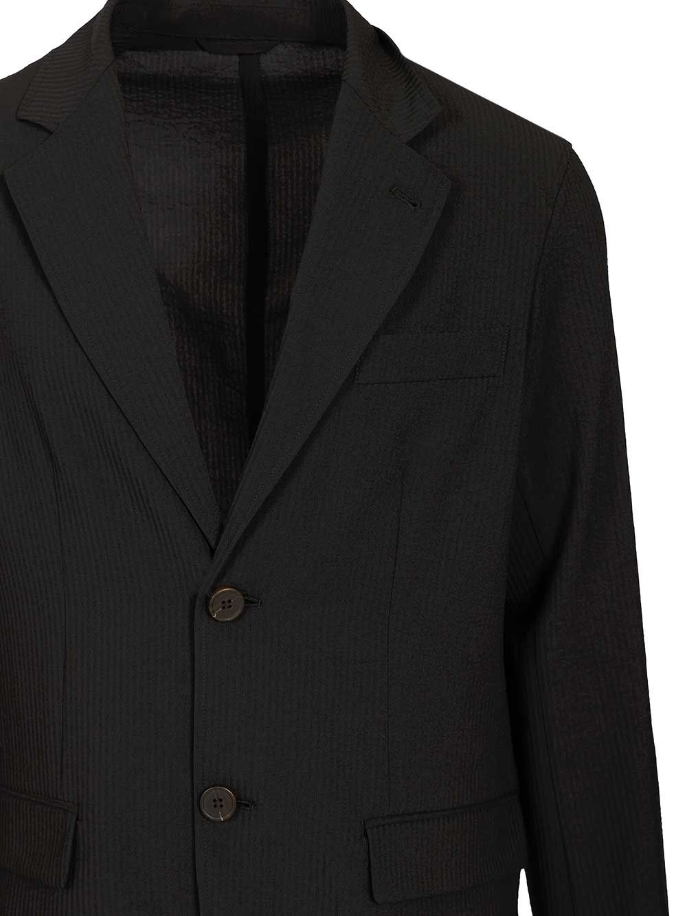 Emporio Armani Single-Breasted Jacket In Technical Seersucker Fabric Giacche - Nero | c5d24c2b85f708ee06162bc573aa185863f24d9b