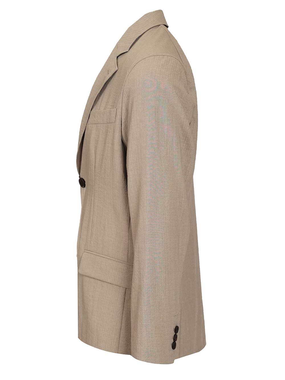 Emporio Armani Single-Breasted Jacket In Technical Seersucker Fabric Giacche - Beige | 765516e43602a77b87389b9fe1f3e6a8a359d3f5