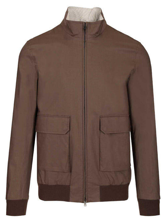 Stretch Cotton Bomber Jacket Giacche Marrone