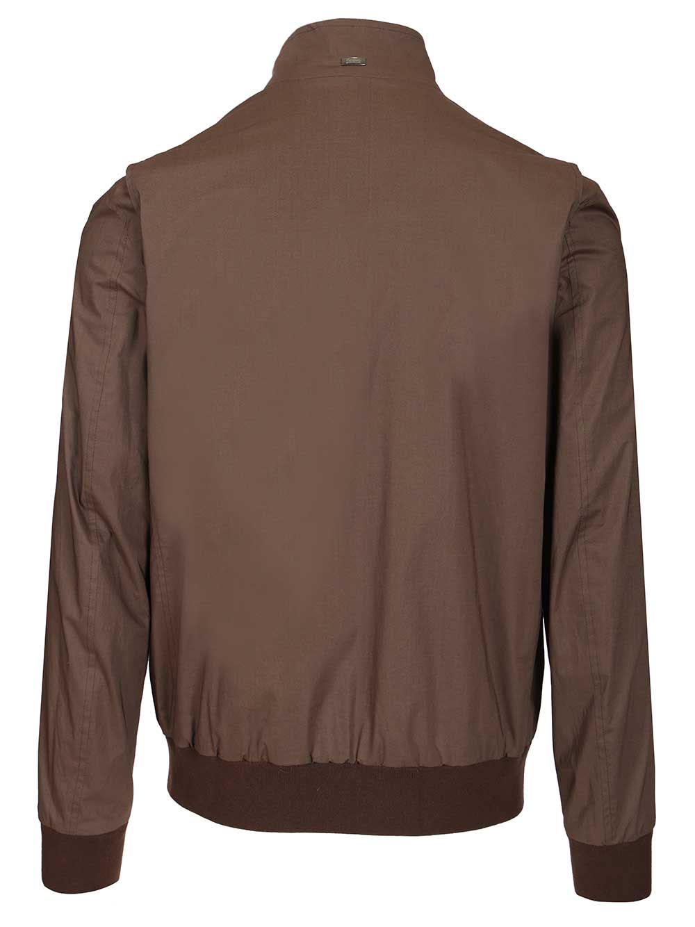 Herno Stretch Cotton Bomber Jacket Giacche - Marrone | f59981dce86afbf78b7a57580efaa72c0766f849