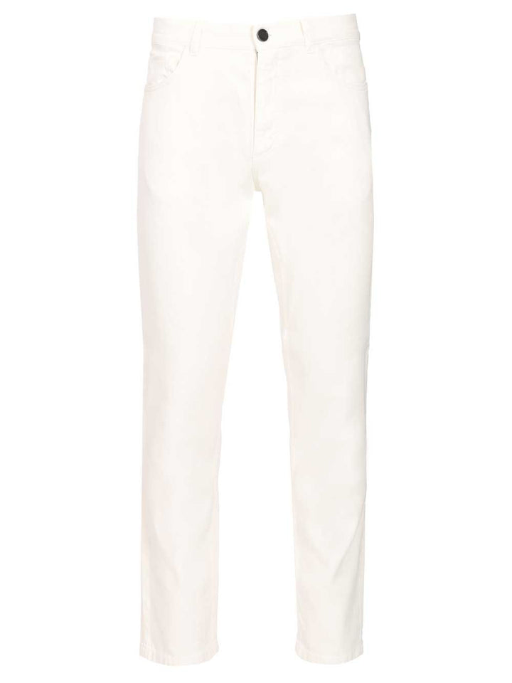 Ermenegildo Zegna Roccia Trousers In Linen And Cotton Jeans - Bianco | 9b76f632fa08d667a1581c92d8e32c3ad6399cf7
