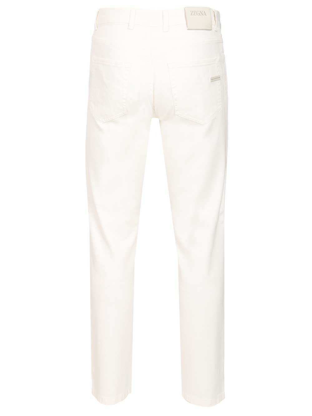 Ermenegildo Zegna Roccia Trousers In Linen And Cotton Jeans - Bianco | c2d610e94051fa4fc7bbdafe234eb28b44b91bd6