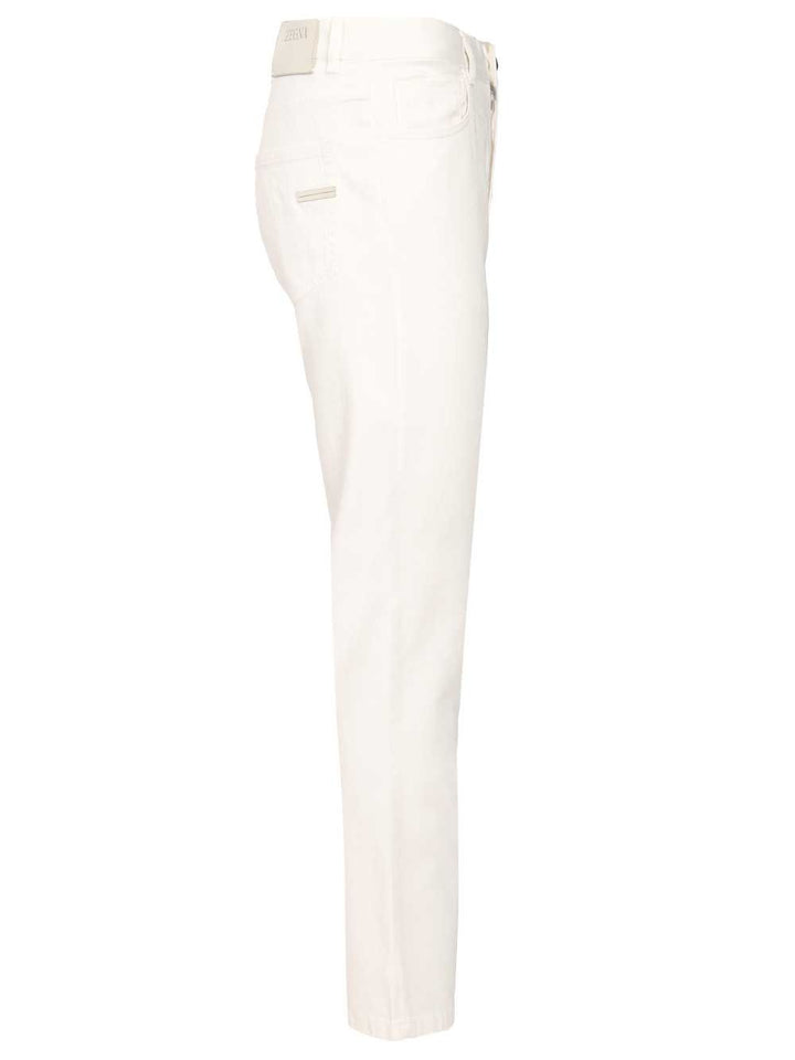 Ermenegildo Zegna Roccia Trousers In Linen And Cotton Jeans - Bianco | 49e8df8da8bb1dd2eb5da18349bdb4a325f9b2b6