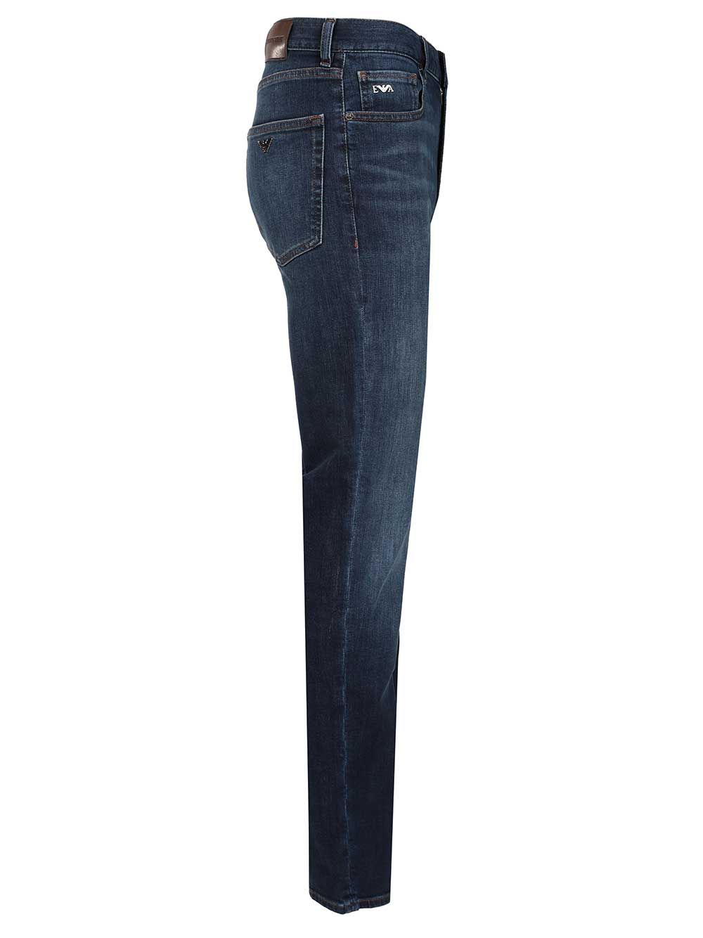 Emporio Armani Straight Denim Light Cotton Jeans - Blu | 537e9765a93576f1bbc8532d20254239a2d195bc