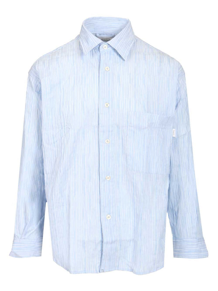 Amish Crinkle Cotton Shirt Shirts - Light blue | c8affc9ff0cdd4b7abaa231cbfa6c2898165d101