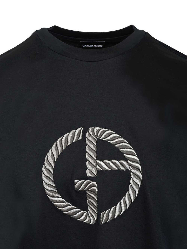 Giorgio Armani With Embroidered Logo T-Shirt - Nero | b2aed028a6f1cc7927e3e9472b93637858aa12e6