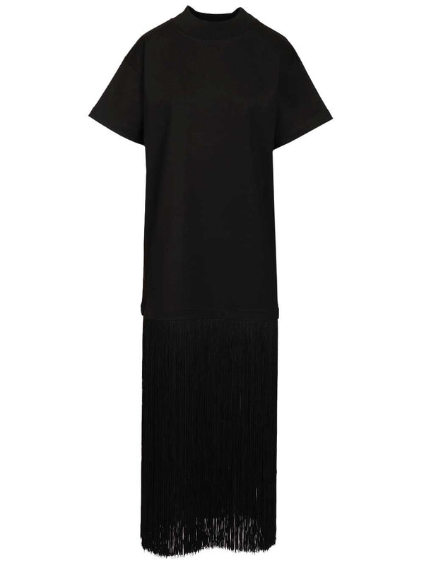 Cotton Jersey With Fringe T-Shirt Nero