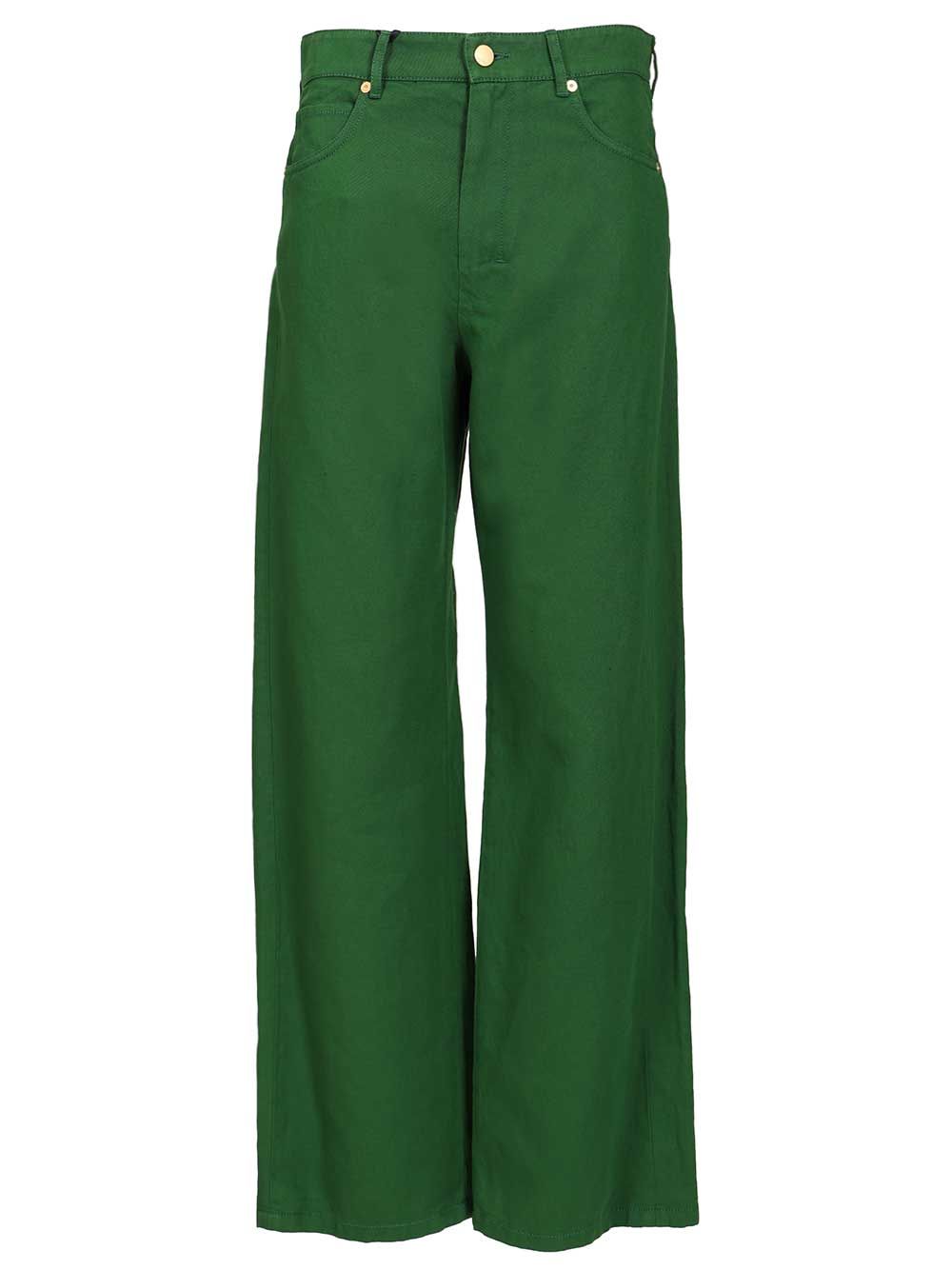 'S Max Mara Cotton And Linen Drill Trousers - Verde | 895b3ee3369766b6236f07d932b5d15613554fcf