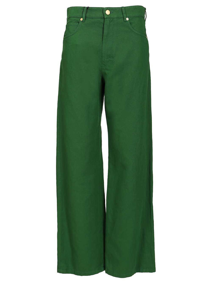'S Max Mara Cotton And Linen Drill Trousers - Verde | 895b3ee3369766b6236f07d932b5d15613554fcf
