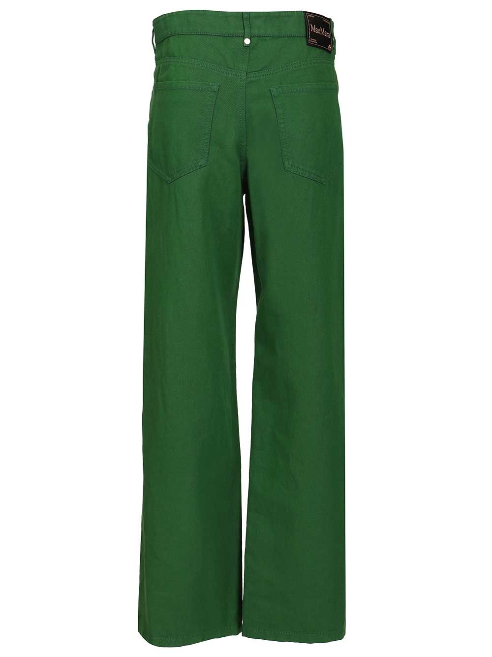 'S Max Mara Cotton And Linen Drill Trousers - Verde | 9d0fc3d65f1a67f94966c6e2ec34e37d6fea8999
