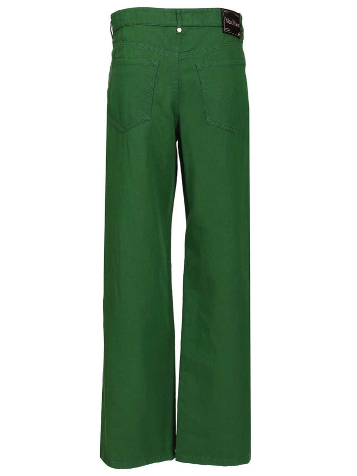 'S Max Mara Cotton And Linen Drill Trousers - Verde | 9d0fc3d65f1a67f94966c6e2ec34e37d6fea8999