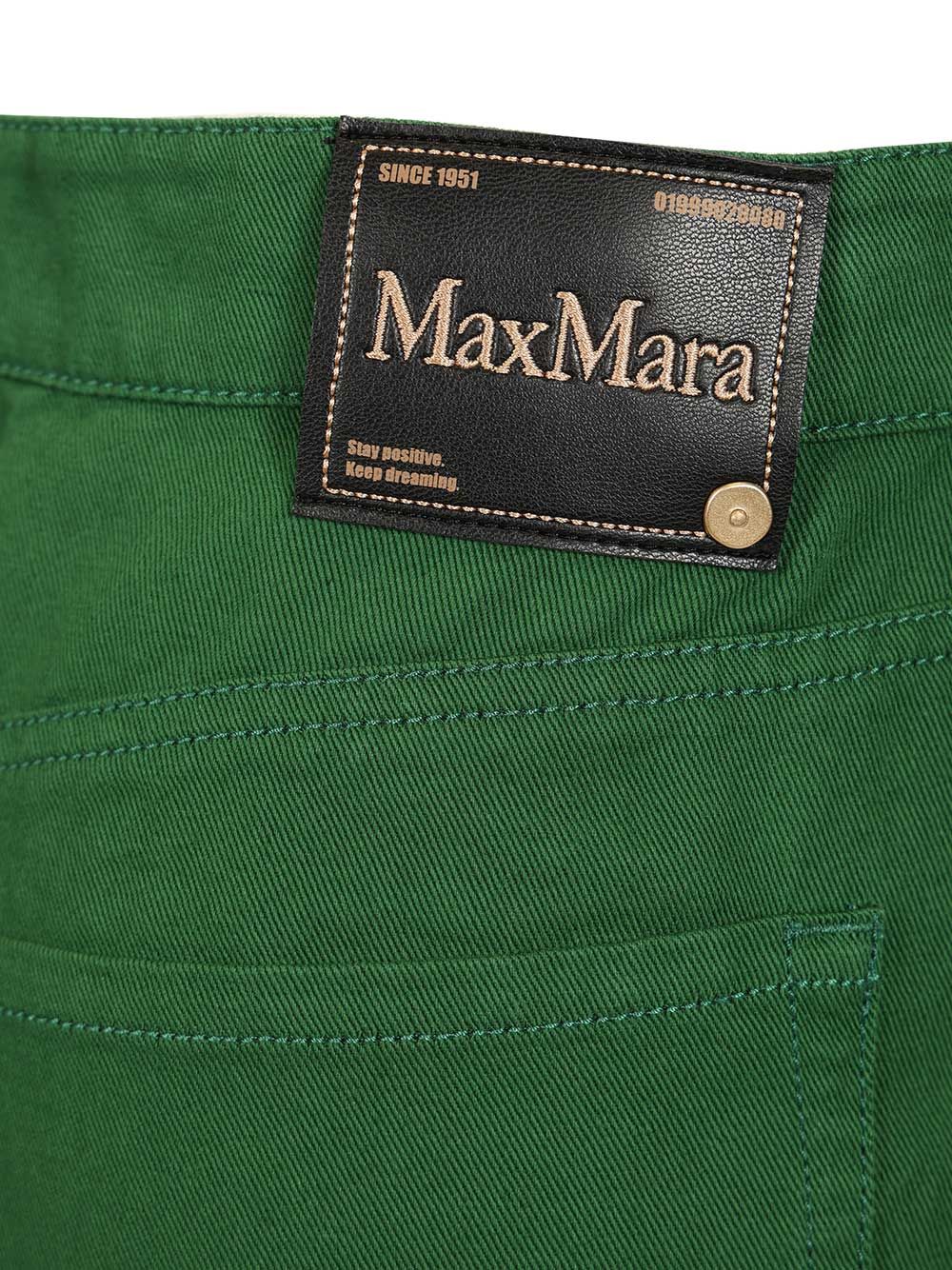'S Max Mara Cotton And Linen Drill Trousers - Verde | 0e7db551d07ad48fc815138a1eb13e4ae396ac31
