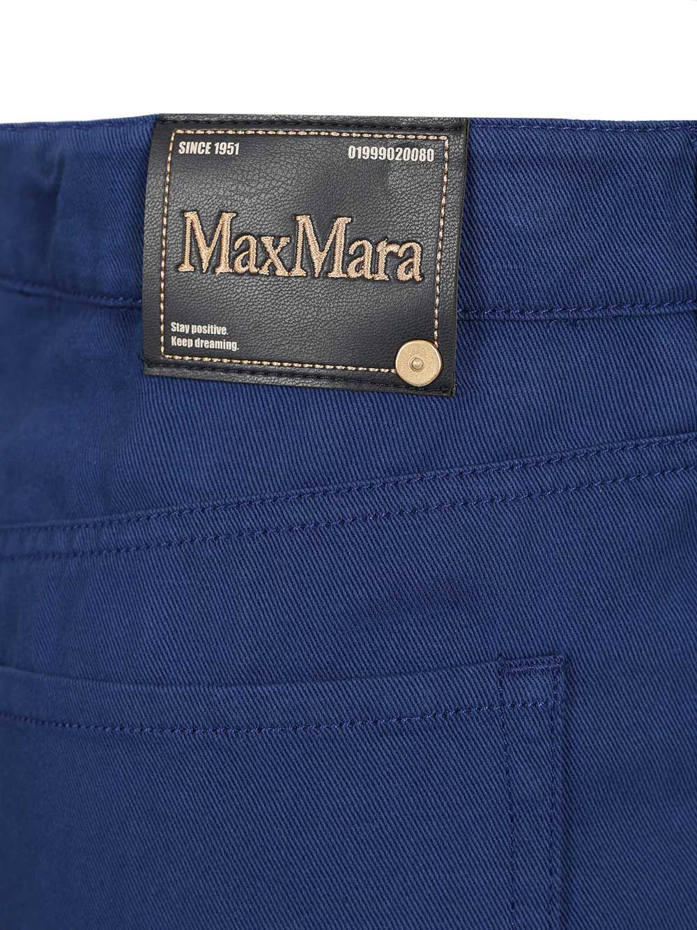 'S Max Mara Cotton And Linen Drill Trousers - Blu | 301ca4b0ae26da2306f22e44392f107d668ffbad