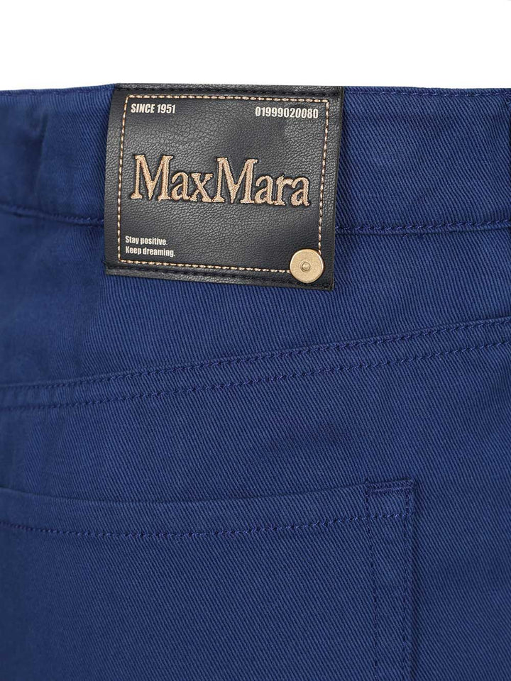 'S Max Mara Cotton And Linen Drill Trousers - Blu | 301ca4b0ae26da2306f22e44392f107d668ffbad