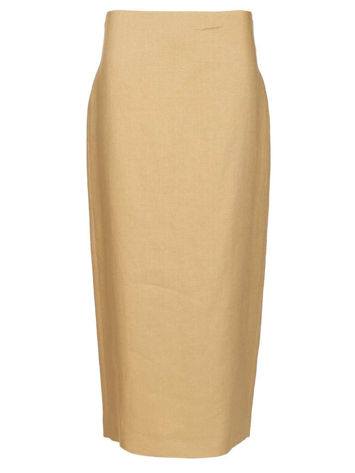 Max Mara Slim-Fit Diagonal Linen Skirt Gonne - Beige | ebe4bba7747b844925c31a0c588a90d5cf98b8a9