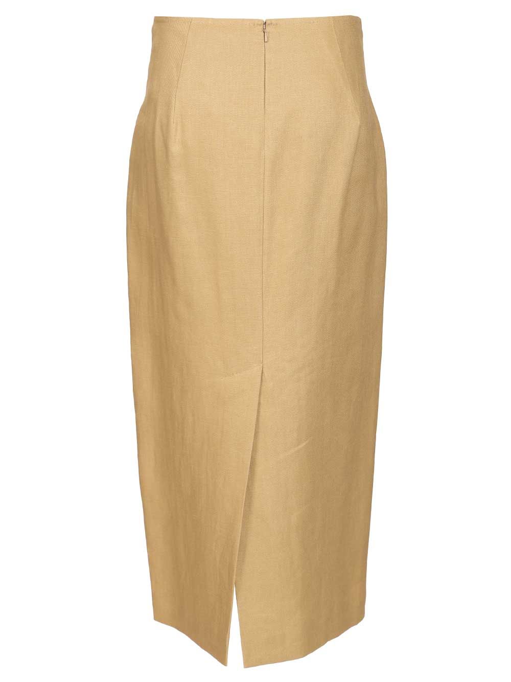 Max Mara Slim-Fit Diagonal Linen Skirt Gonne - Beige | ee590efb7dfa338bb65ac0ffe7182d24d7624717