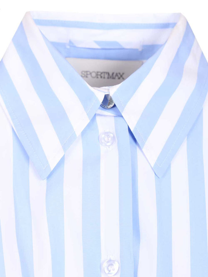 Sportmax Striped Shirt In Gathered Cotton Poplin Shirts - Light blue | 6ab292761718b9b3d2bf3ac309c509628987f207