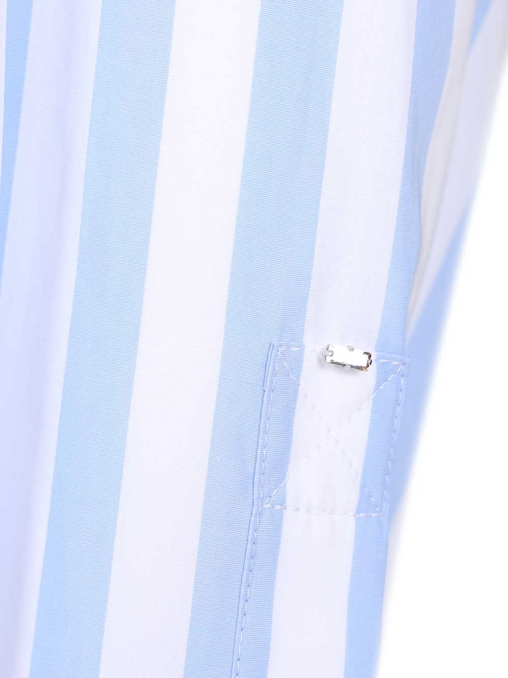 Sportmax Striped Shirt In Gathered Cotton Poplin Shirts - Light blue | 58f3648c8a71701e265d255ac7e0e896c5dce1d5