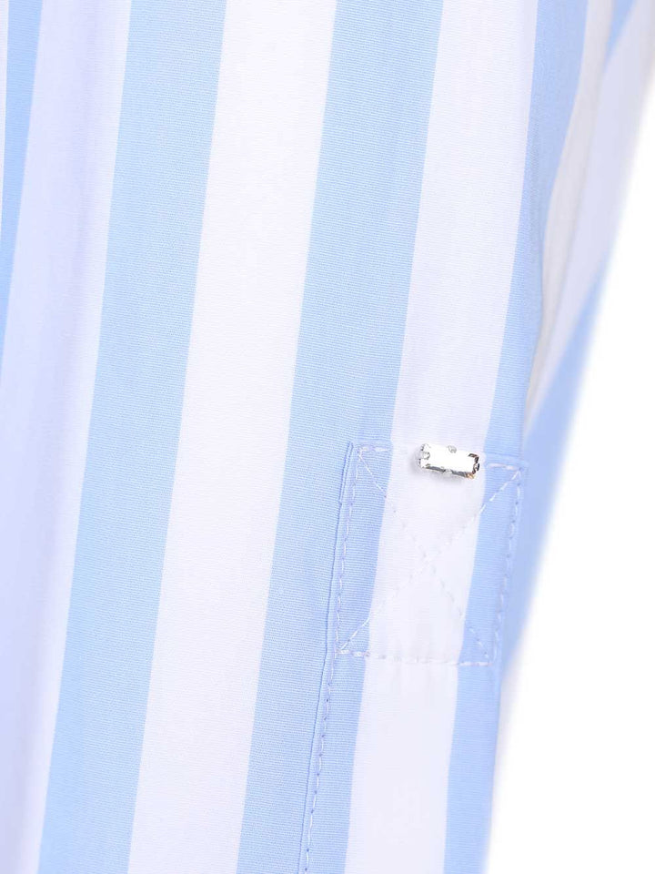 Sportmax Striped Shirt In Gathered Cotton Poplin Shirts - Light blue | 58f3648c8a71701e265d255ac7e0e896c5dce1d5