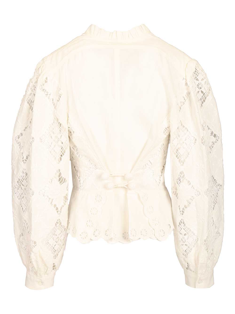 Isabel Marant Nina Blouse Top - Bianco | cf208c65046bb0a88b131e3080ed1472c51e4547