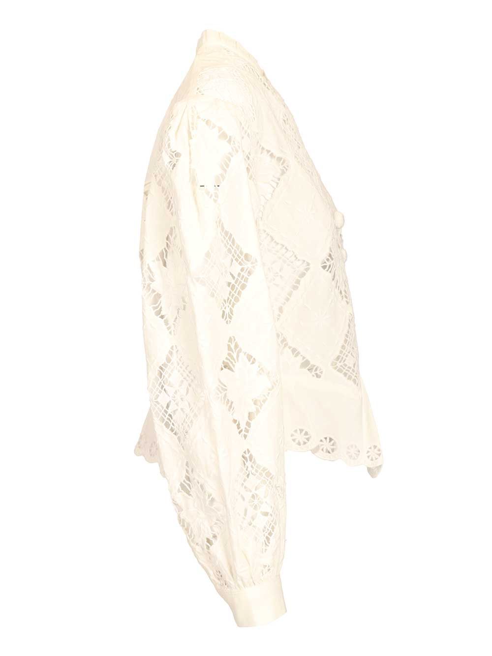 Isabel Marant Nina Blouse Top - Bianco | 791bde43aa94395723c5697eb74fda617b50a1dd