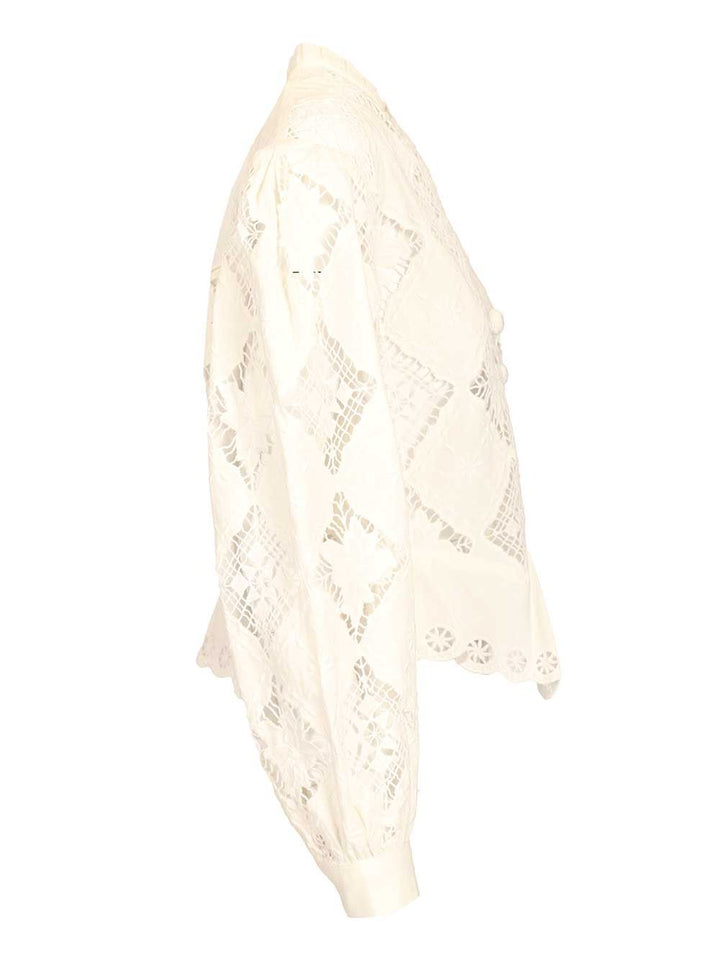Isabel Marant Nina Blouse Top - Bianco | 791bde43aa94395723c5697eb74fda617b50a1dd