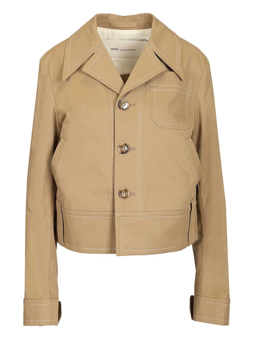 Ami Cotton Jacket Giacche - Beige | 8075f0e709110816022667c6b9a3bc9d909bbcc3