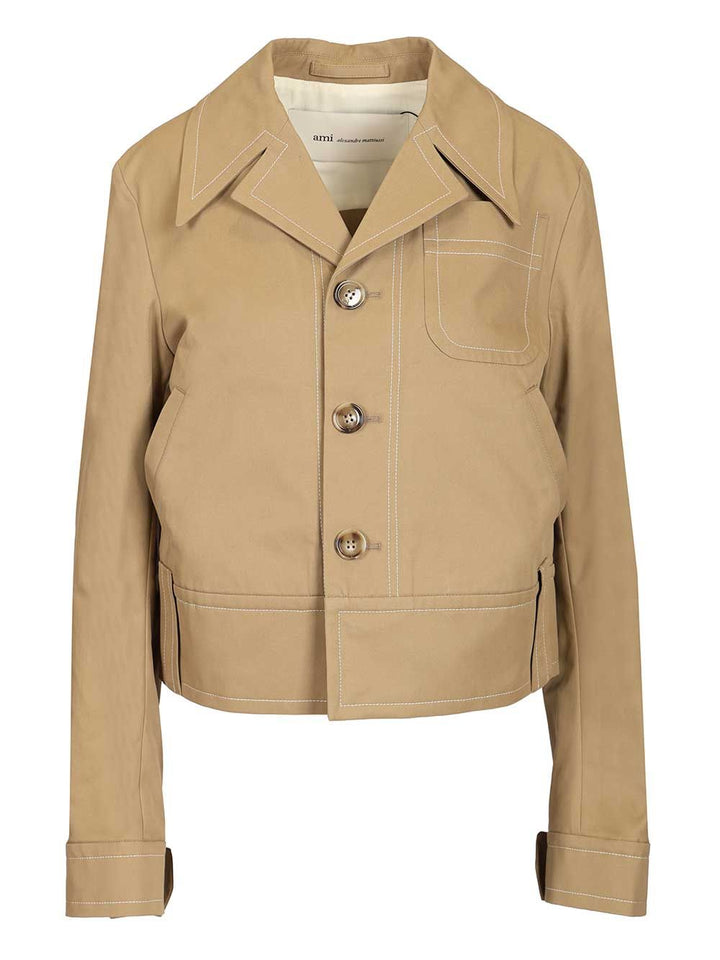 Ami Cotton Jacket Giacche - Beige | 8075f0e709110816022667c6b9a3bc9d909bbcc3