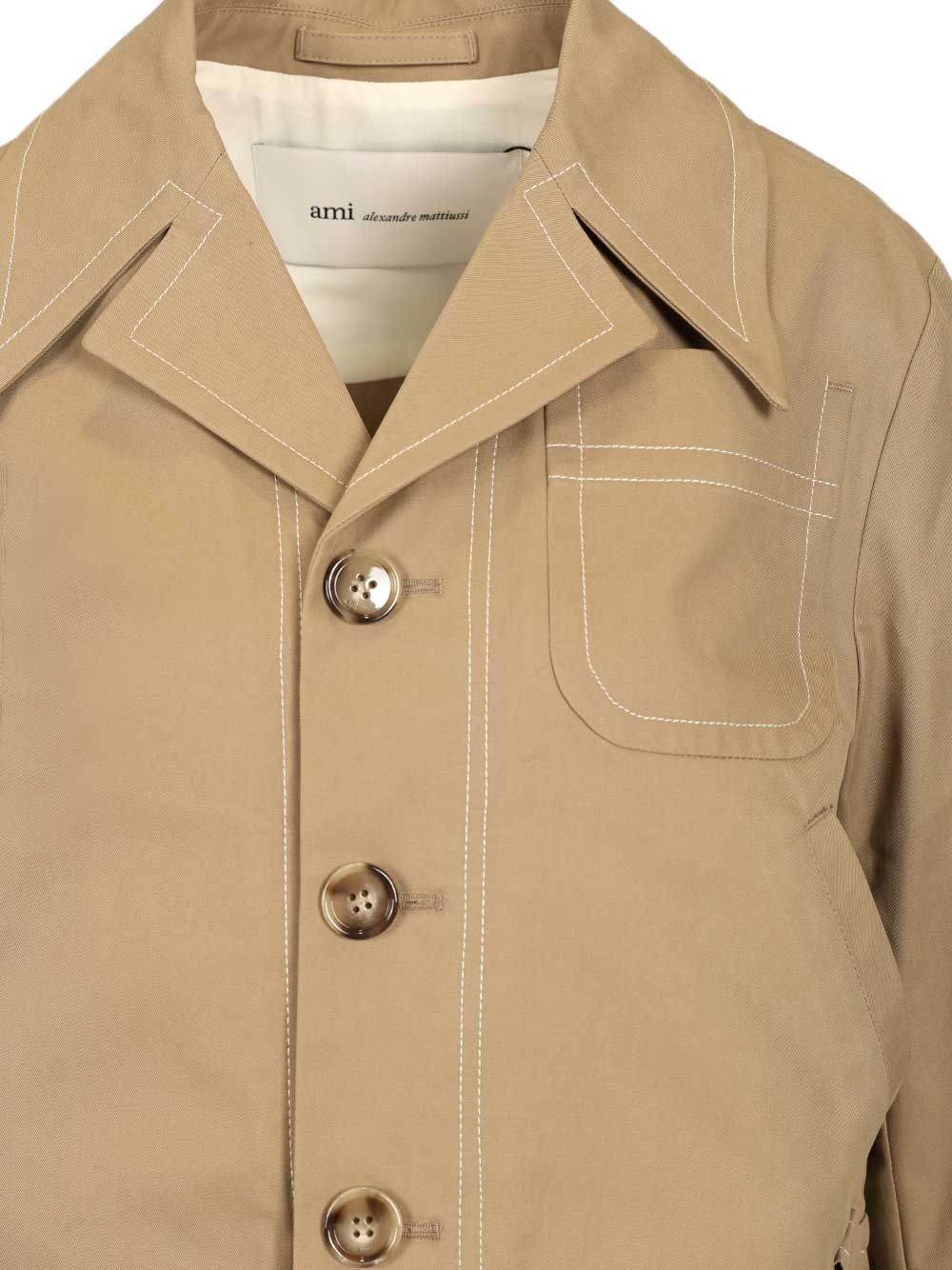 Ami Cotton Jacket Giacche - Beige | 2f0aaa50ce148a7fc438172893f638981e7f9bd4