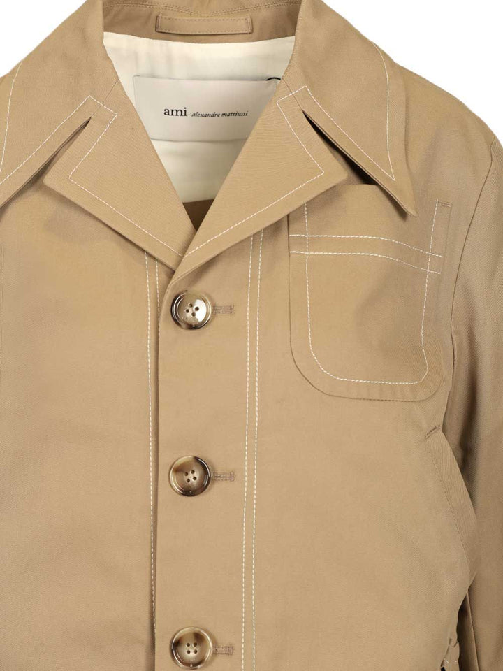 Ami Cotton Jacket Giacche - Beige | 2f0aaa50ce148a7fc438172893f638981e7f9bd4